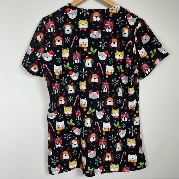 White Cross Christmas Pets Scrub top Sz XS - Picture 3 of 6